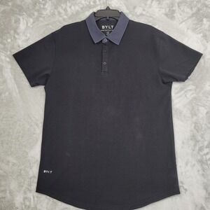 BYLT Polo Shirt Men's Large Black Drop Cut Lux‎ Premium Basics Short Sleeve